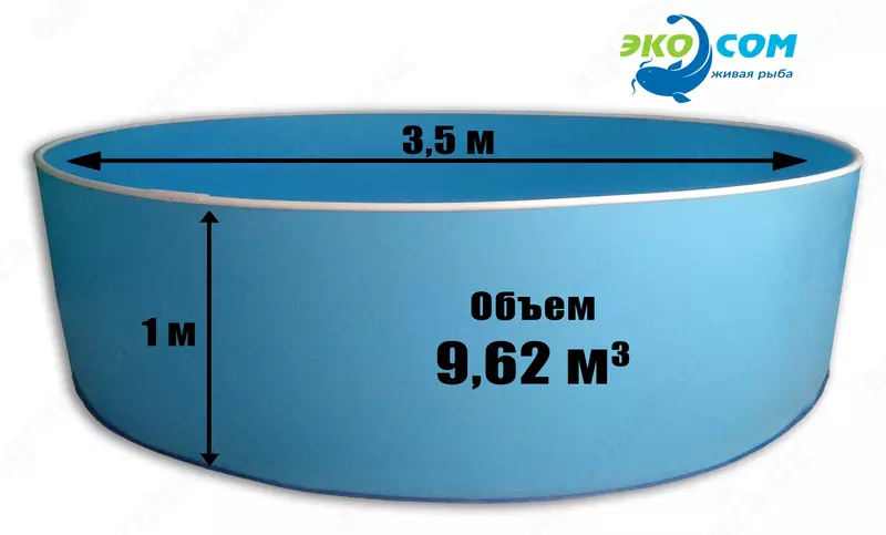 Рыбоводный бассейн из полипропилена - объем 9,62 м3
