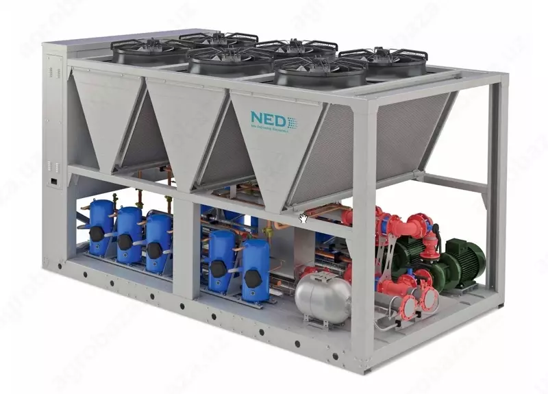 Havo sovutgichi kondensatori bilan ishlaydigan monoblokli chiller GBA 270-1100 (havo sovutgich)