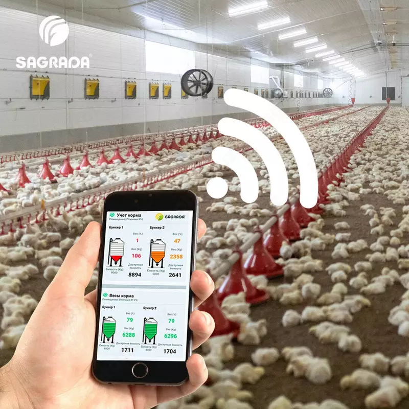 Masofadan boshqarish pulti bilan broylerlarni yetishtirish uskunalari