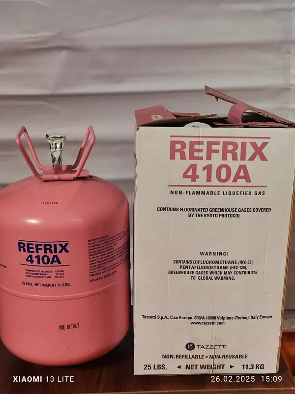 Фреон R-410А Tazzetti Refrix® Италия, баллон 11,3 кг очень высокого качества.